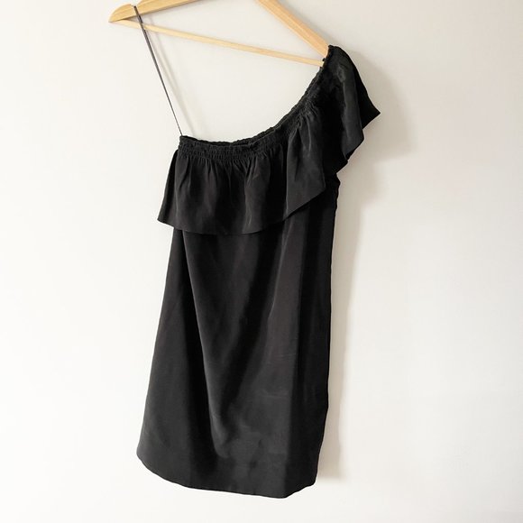 ✨ NWOT Silk One Shoulder Ruffle Dress | Madewell - Picture 4 of 6